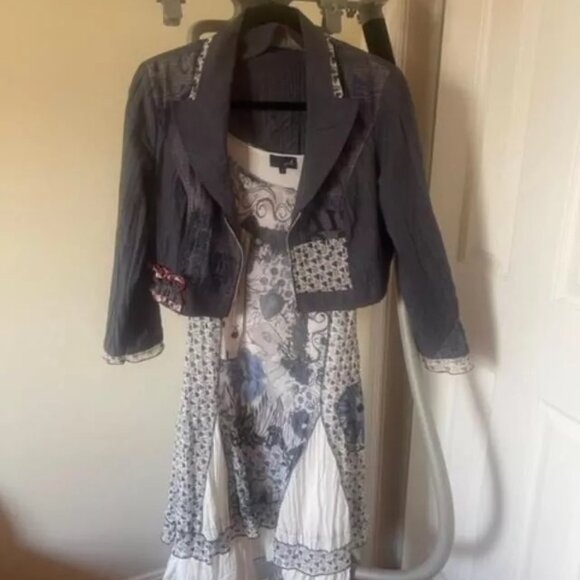 Me French Floral Ruffle Layered Dress & Matching Jacket, Size France 2/3 /US S/M - Picture 1 of 10